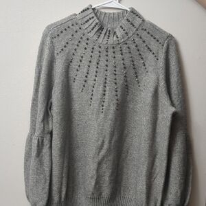 Gray Beaded Women's Sweater
